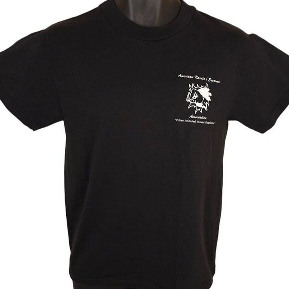 Vintage American Karate T Shirt Mens Size Small Black 90s AKEA Self Defense - Picture 2 of 6